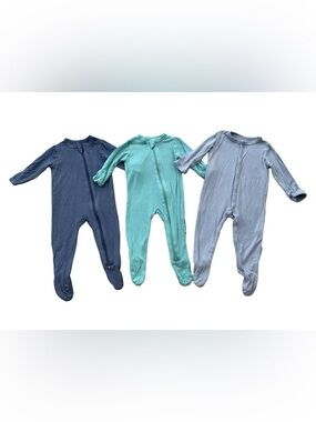 Kyte Baby Size 0-3 and 3-6 Months Blue Grey Teal Bamboo Sleeper Pajamas Bundle